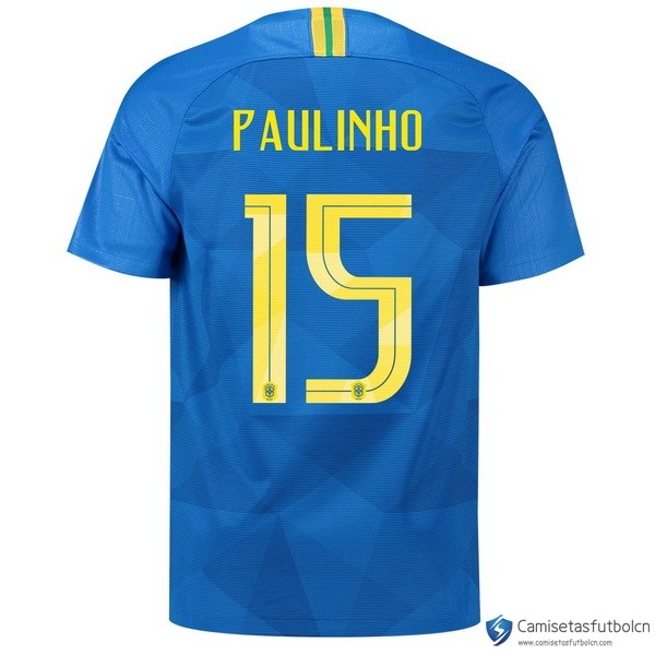 Camiseta Seleccion Brasil Segunda equipo Paulinho 2018 Azul